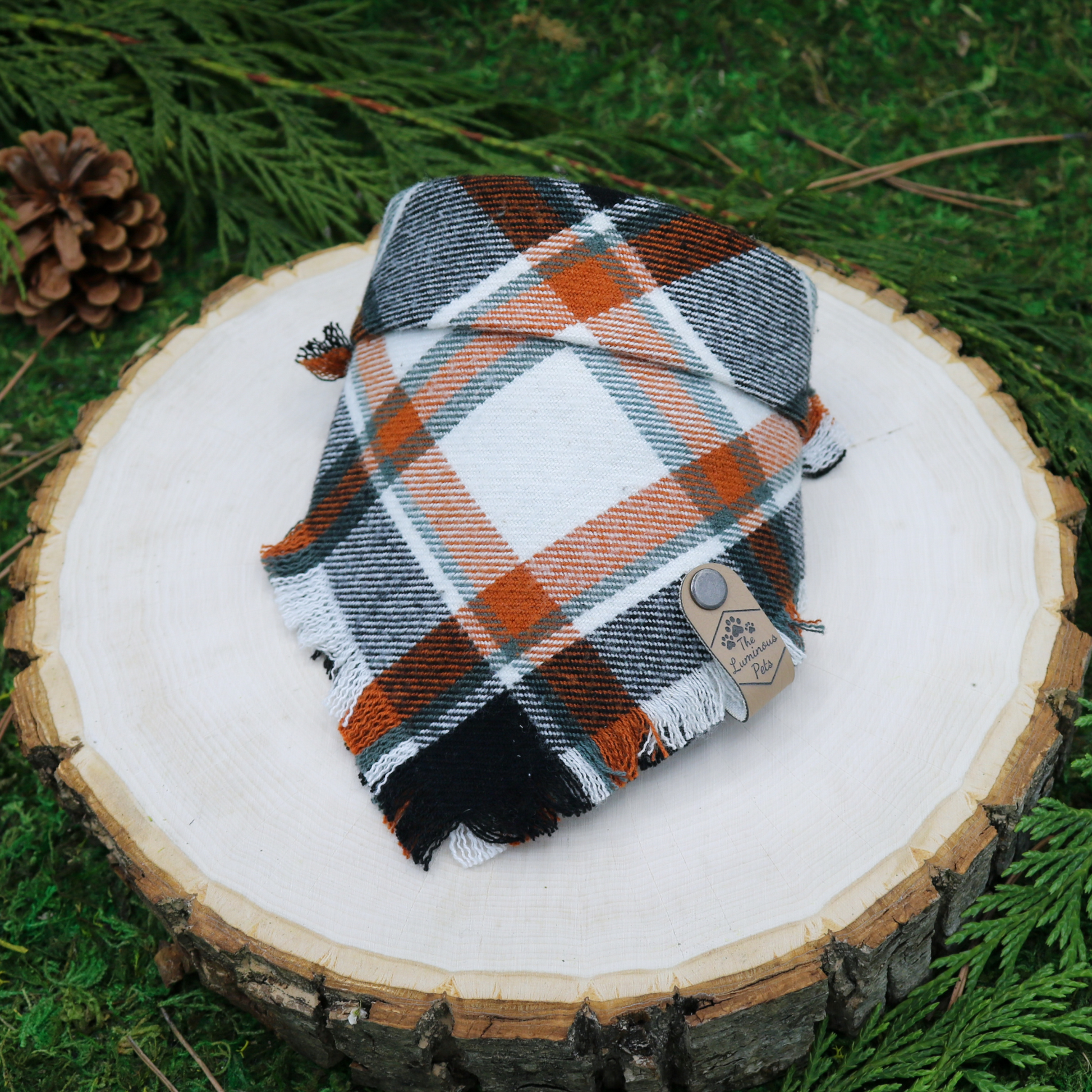 Autumn plaid pet bandana | Handmade by The Luminous Pets