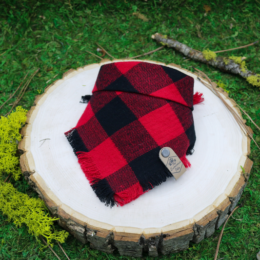 Buffalo plaid pet bandana | Snap on bandanas by The Luminous Pets