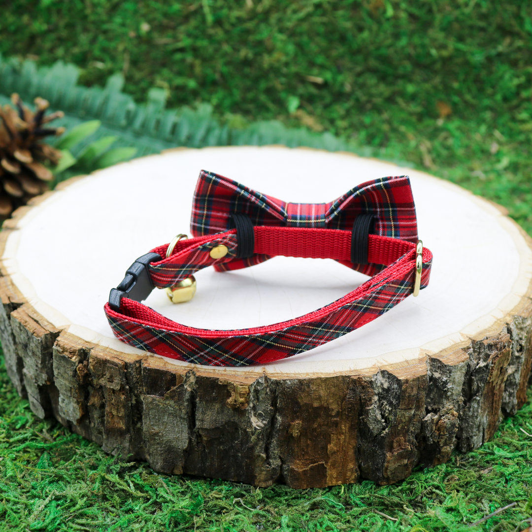 Breakaway cat collar and bow tie  _ Winter Stewart Tartan plaid by Made by Cleo