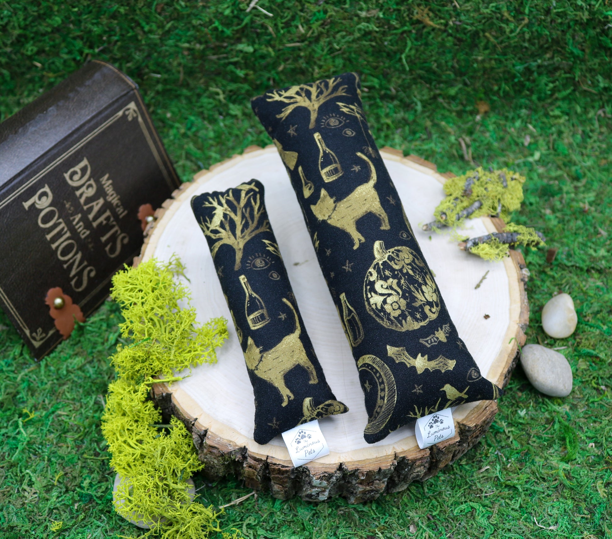 Witchcraft cat toy for Halloween | Catnip and Valerian Root Kicker Toy | Handmade by The Luminous Pets