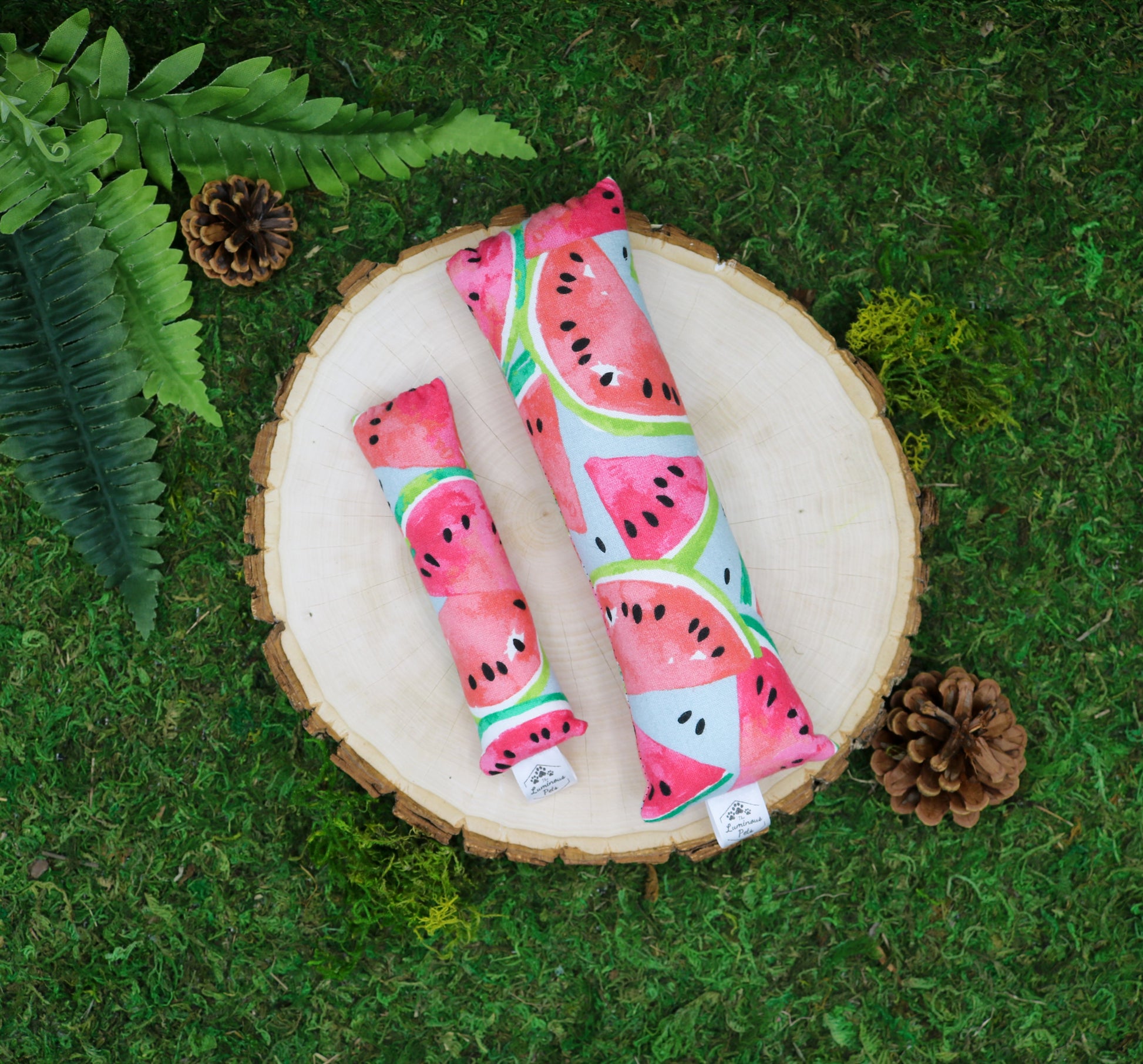 Catnip Toy with Valerian Root | Summer Watermelon Slices | Watercolor watermelon | Handmade cat toys by The Luminous Pets