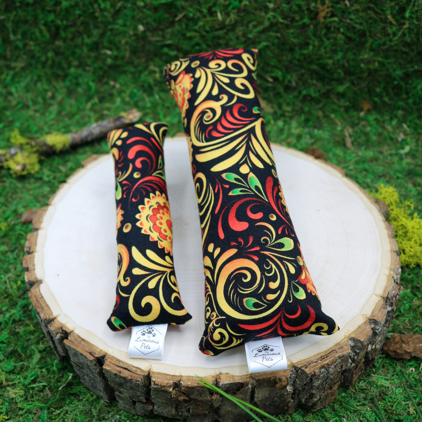 Catnip and Valerian Root Cat Toy Handmade by The Luminous Pets - Festive Floral Design in Warm Tones