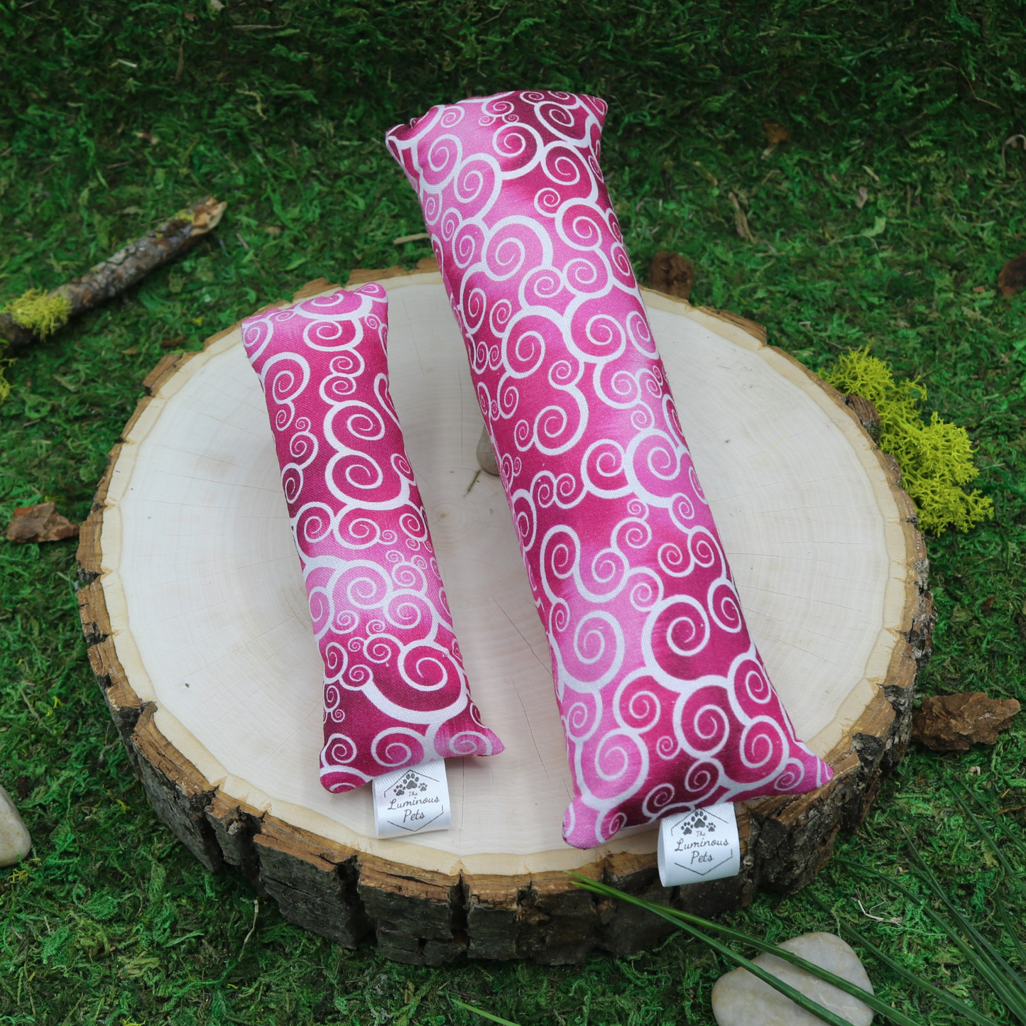 Catnip and Valerian Root Cat Toy Handmade by The Luminous Pets - Pink and White Swirls
