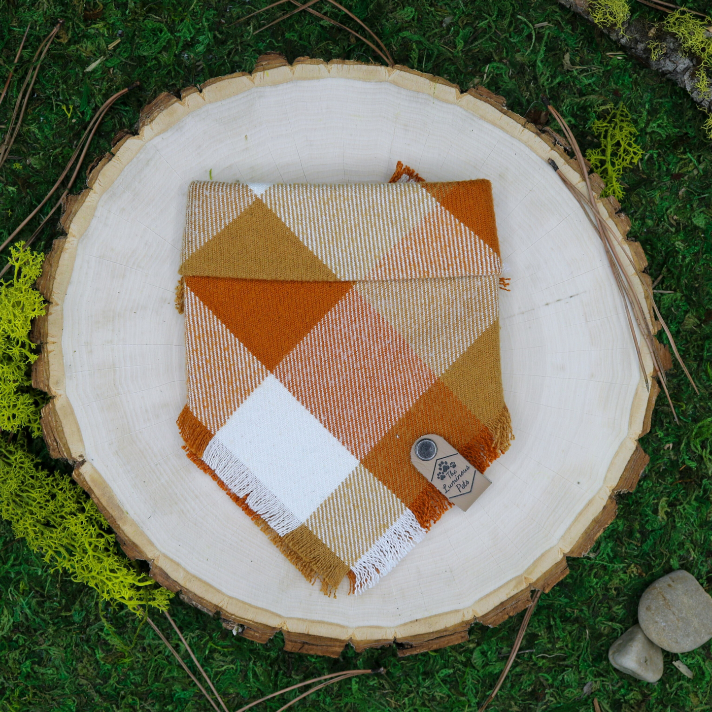 Fall plaid pet bandana | Snap on dog and cat accessories by The Luminous Pets