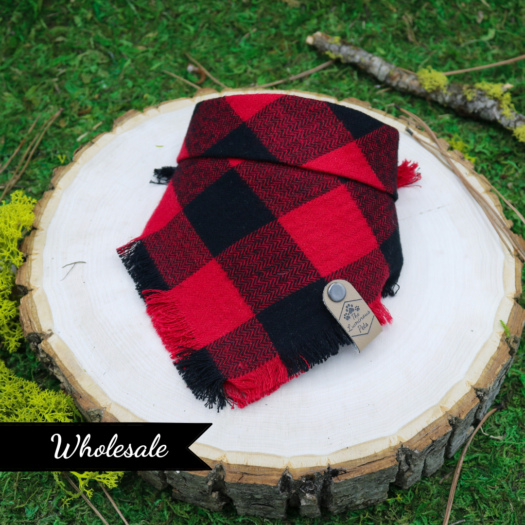 Buffalo Plaid Snap on Bandana by The Luminous Pets