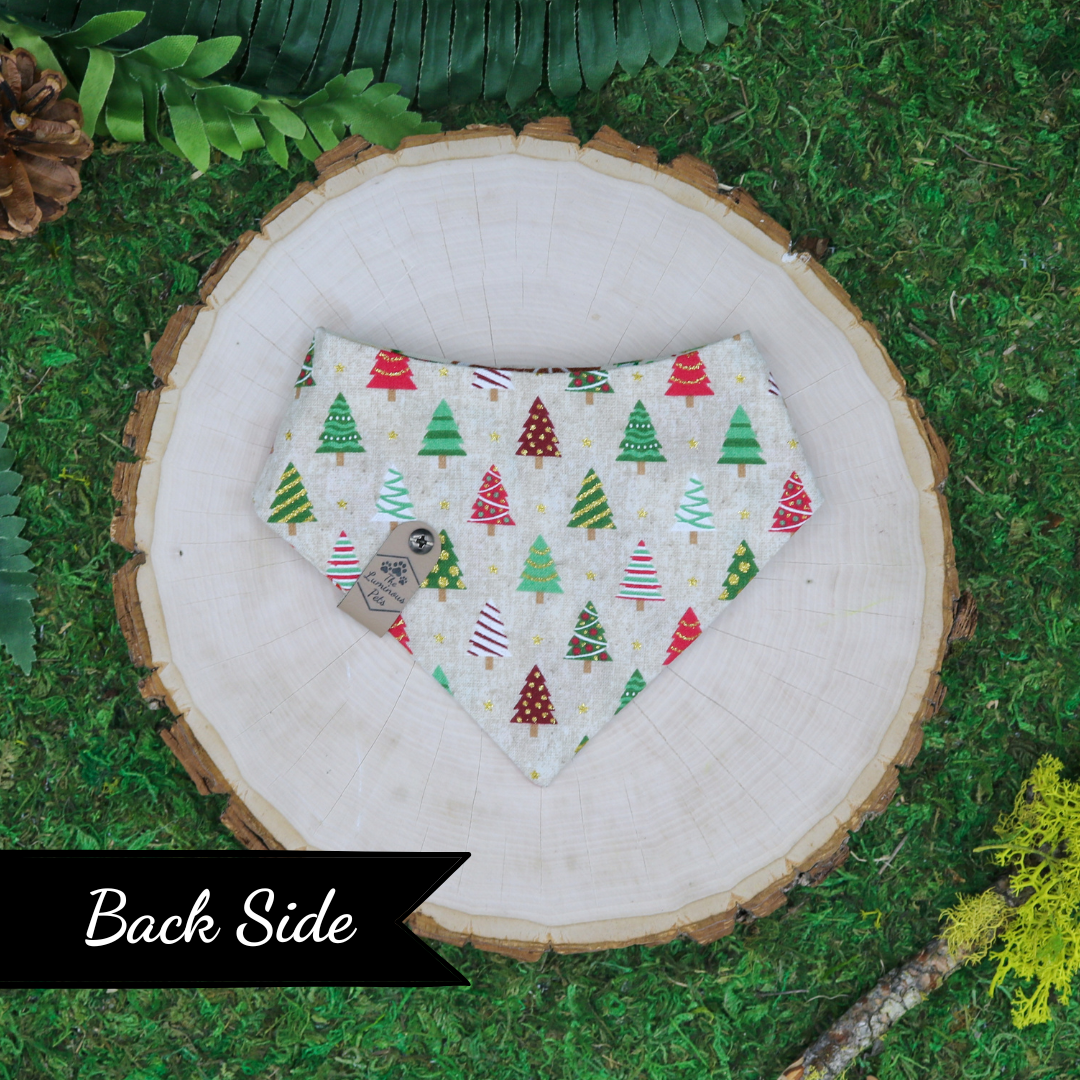 Reversible Pet bandana for cats and dogs _ Handmade by The Luminous Pets _ Winter Gingerbread Cookies and Christmas Trees