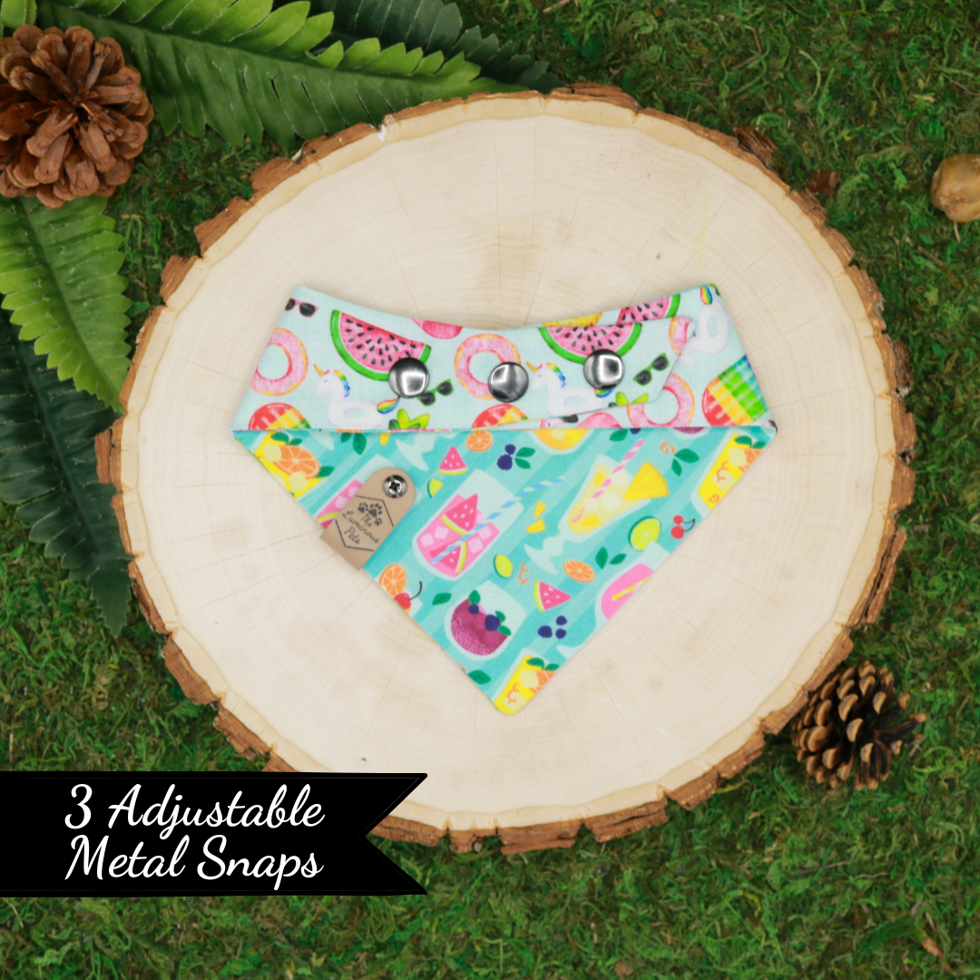 Pool Floaties & Cocktails Snap On Pet Bandana