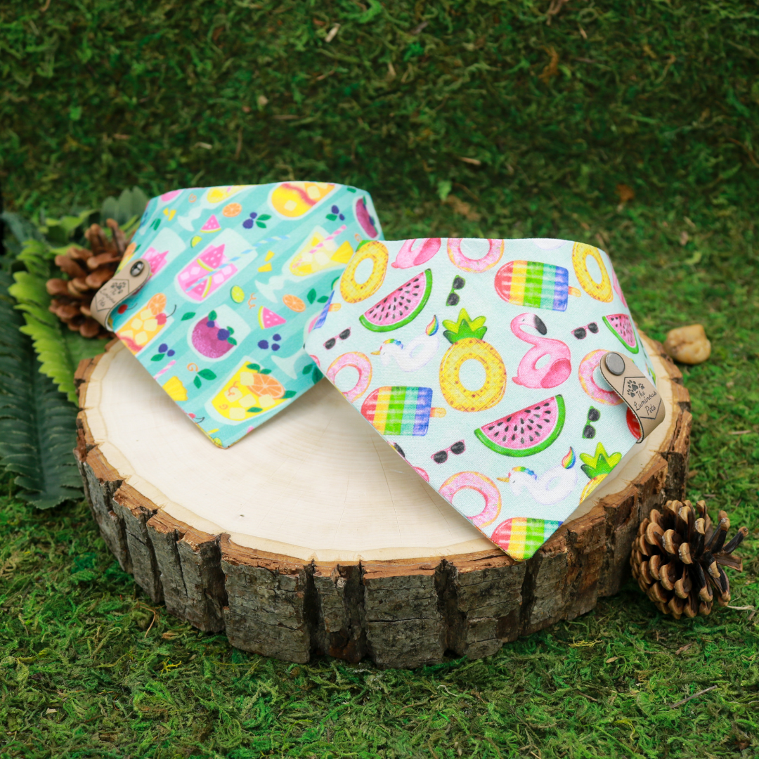 Pool Floaties & Cocktails Snap On Pet Bandana