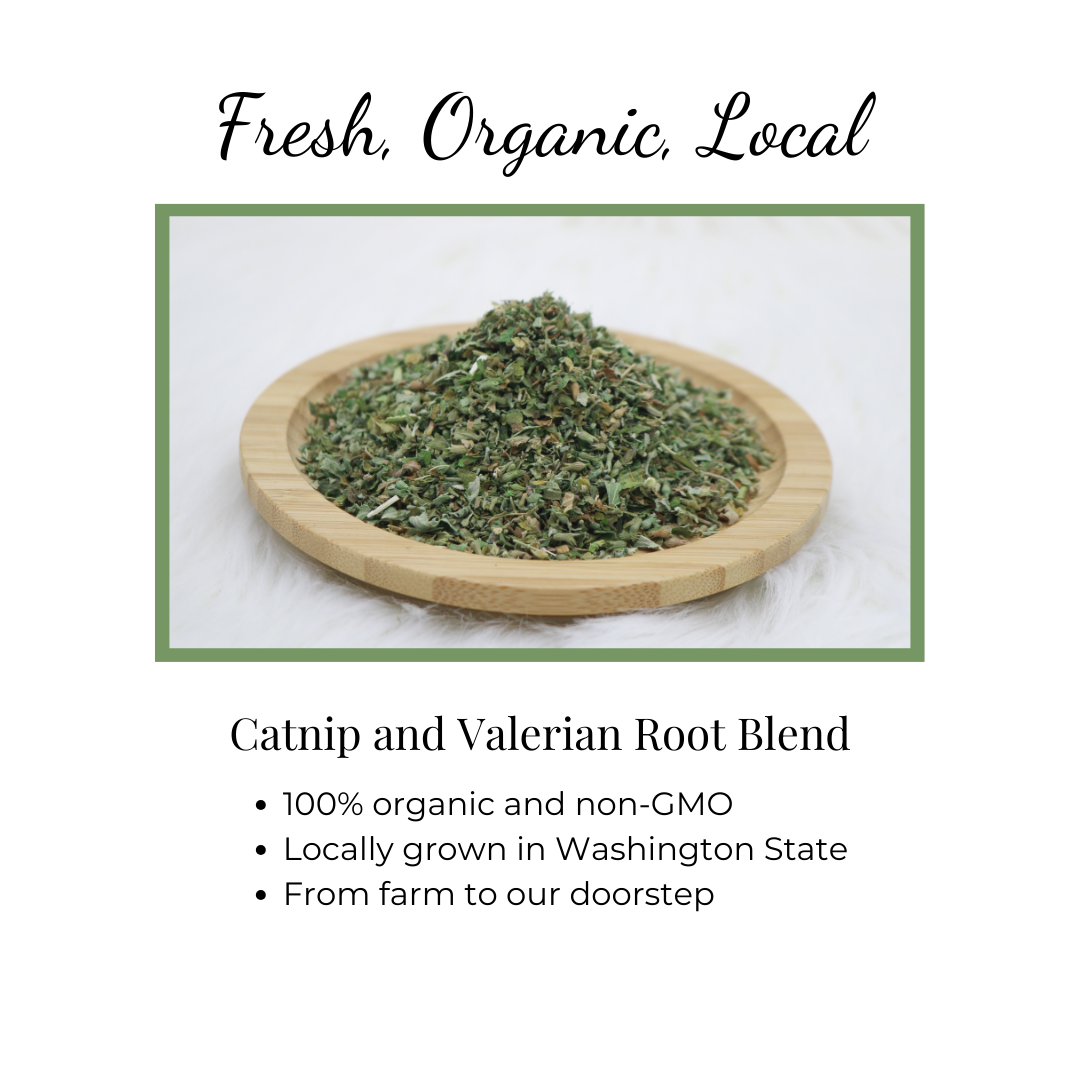 Fresh, organic and local catnip and valerian root blend by The Luminous Pets