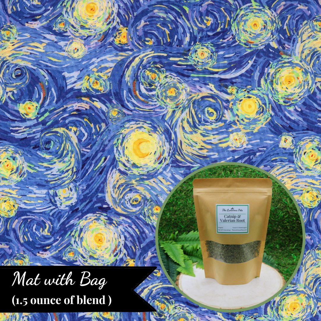 The Luminous Pets Refillable Catnip with Valerian Root Play Mat - Starry Night Design