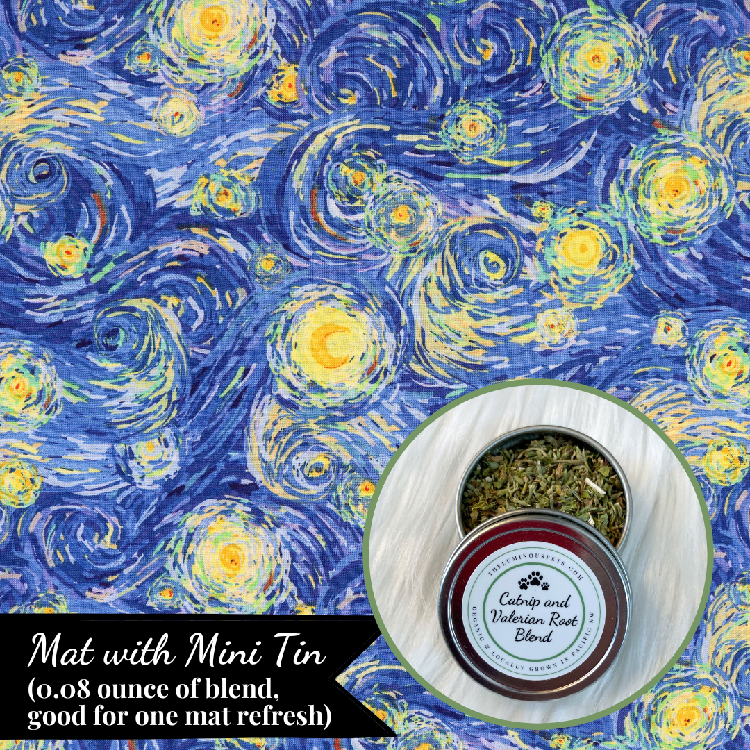 The Luminous Pets Refillable Catnip with Valerian Root Play Mat - Starry Night Design