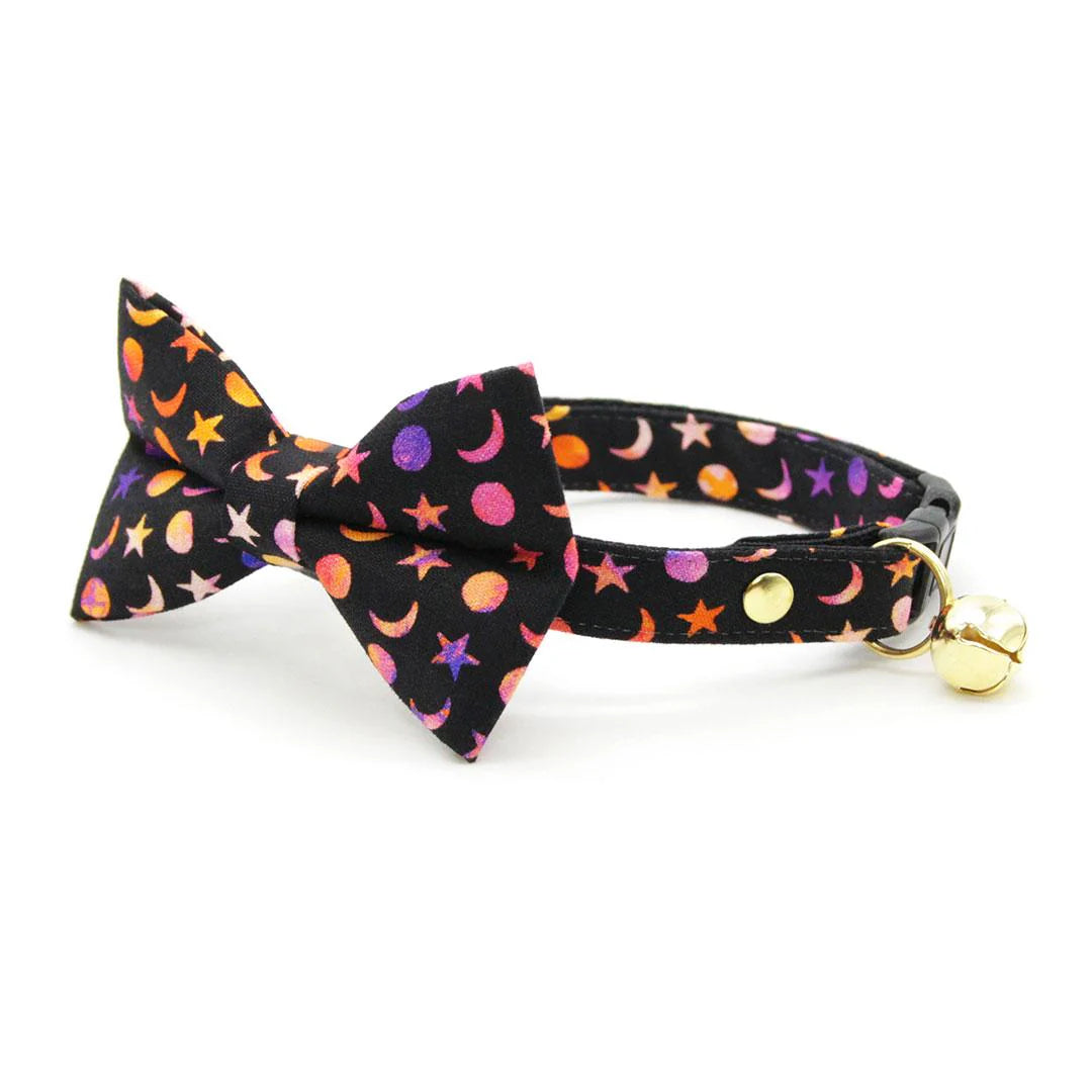 Cat Collar with bow Moons and stars by Made by Cleo