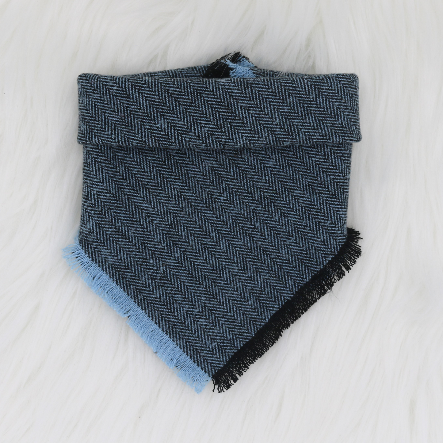 Snap on bandana in a frayed flannel style | Handmade by The Luminous Pets