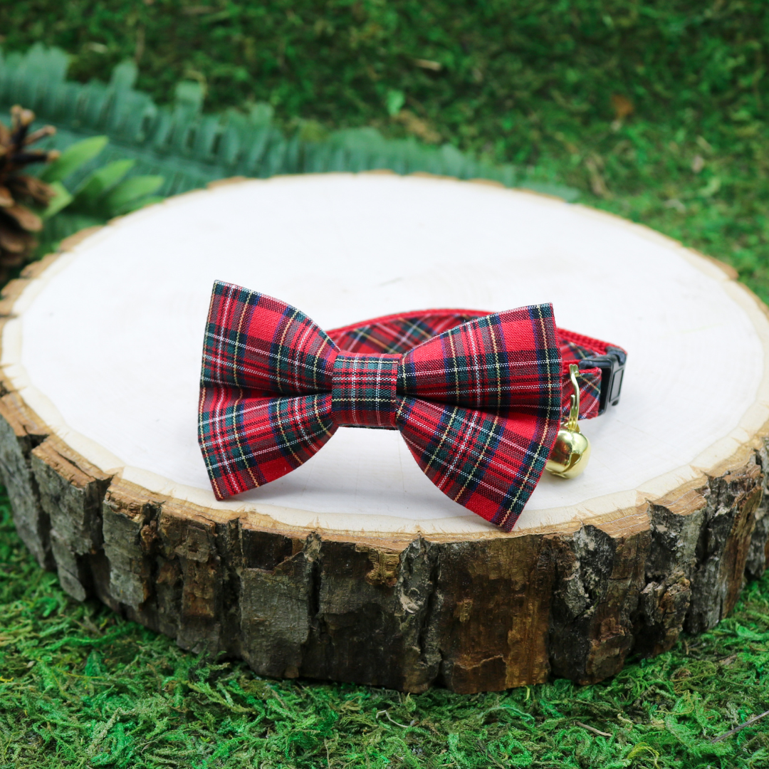 Breakaway cat collar and bow tie  _ Winter Stewart Tartan plaid by Made by Cleo