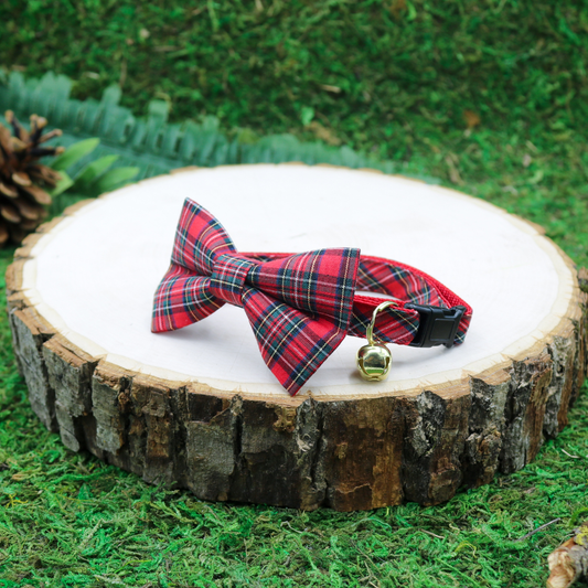 Breakaway cat collar and bow tie  _ Winter Stewart Tartan plaid by Made by Cleo