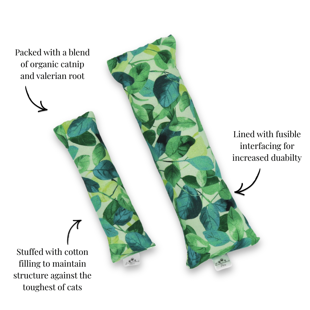 Catnip with valerian root cat toy by Luminous Pets _ Watercolor Leaves