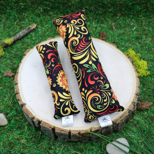 Catnip and Valerian Root Cat Toy Handmade by The Luminous Pets - Festive Floral Design in Warm Tones