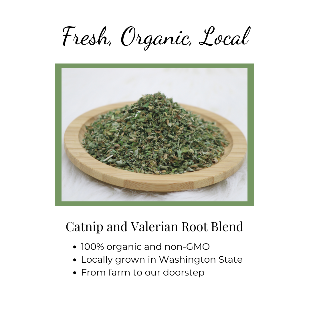 Organic and locally grown catnip and valerian root is use in The Luminous Pets Cat Toys