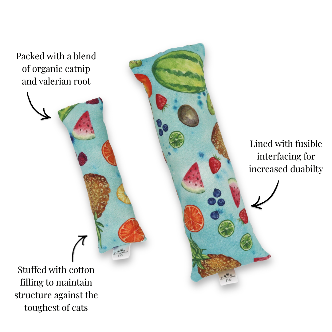 Catnip with valerian root cat toy by Luminous Pets _ Watercolor Summer Fruit