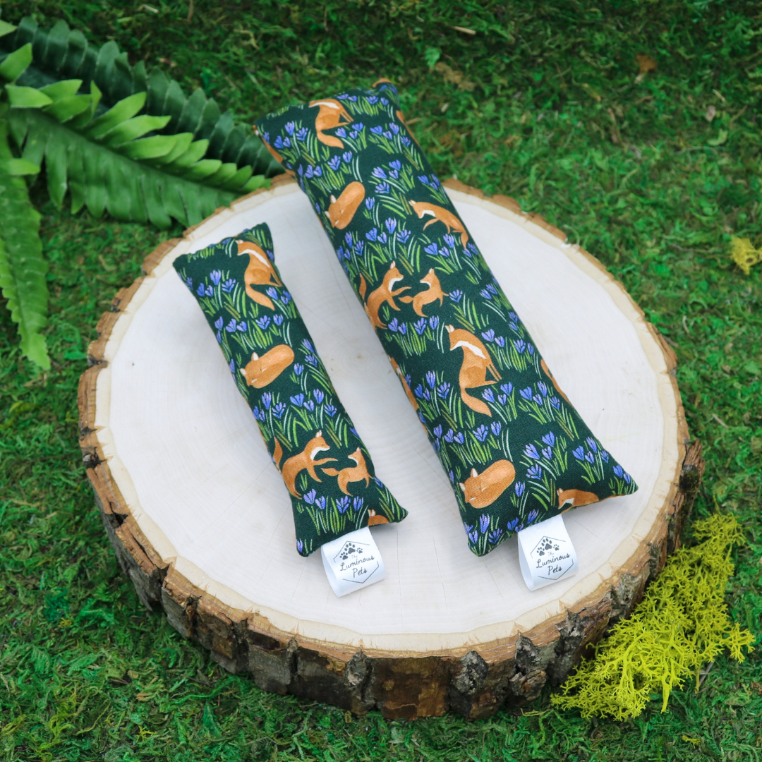 Catnip with valerian root cat toy by The Luminous Pets with red foxes