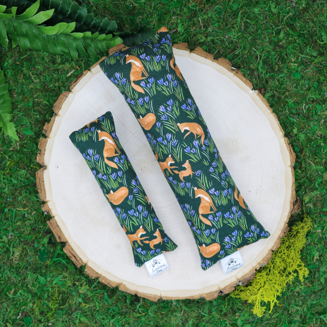 Catnip with valerian root cat toy by The Luminous Pets with red foxes