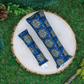Catnip with valerian root kicker toy by The Luminous Pets _ Blue plaid with golden snowflakes