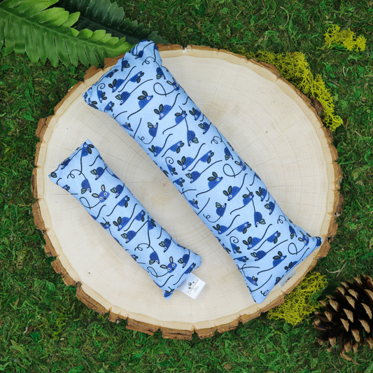 Catnip with valerian root cat toy by Luminous Pet _ mice on blue