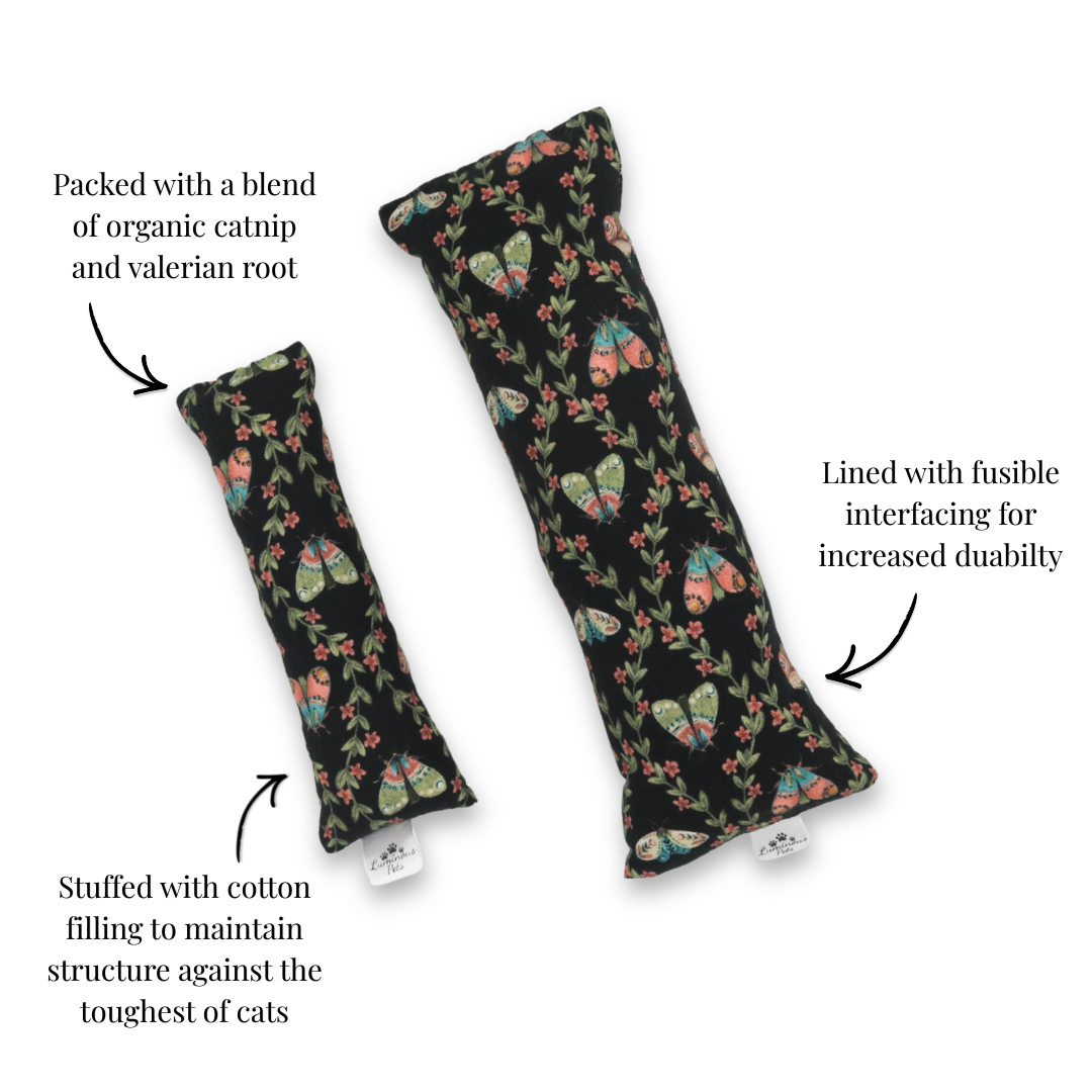 Catnip with valerian root cat toys by Luminous Pets _ Mini Moth Garden