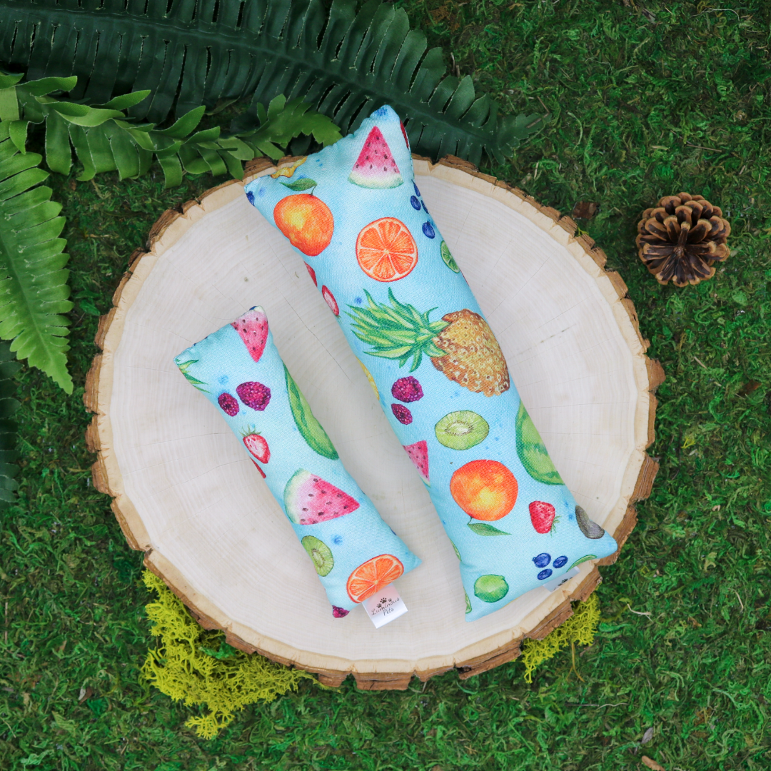 Catnip with valerian root cat toy by Luminous Pets _ Watercolor Summer Fruit