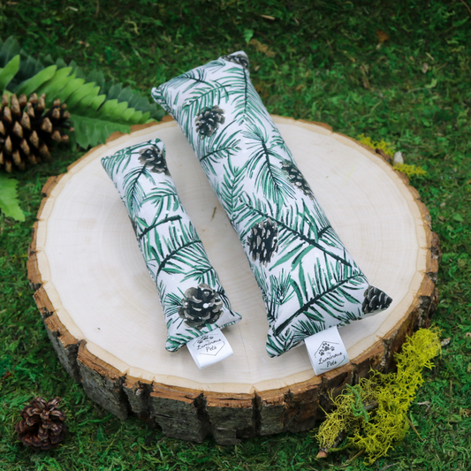 Organic catnip with valerian root cat toy kickers handmade by The Luminous Pets winter pine and pinecones