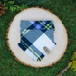 Frayed plaid snap on pet bandana by The Luminous Pets | Blue and white plaid 