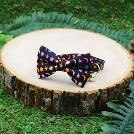 Cat Collar with bow Moons and stars by Made by Cleo