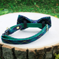 Made by Cleo cat bow tie and breakaway collar - Hunter Green and blue plaid 