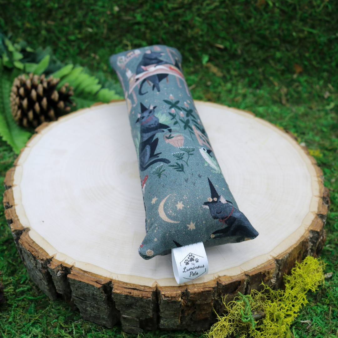 Organic catnip with valerian root cat toy kickers handmade by The Luminous Pets Black Cat Witches and Witchcraft