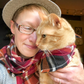 Orange tabby in autumn plaid cat bandana | Handmade by The Luminous Pets