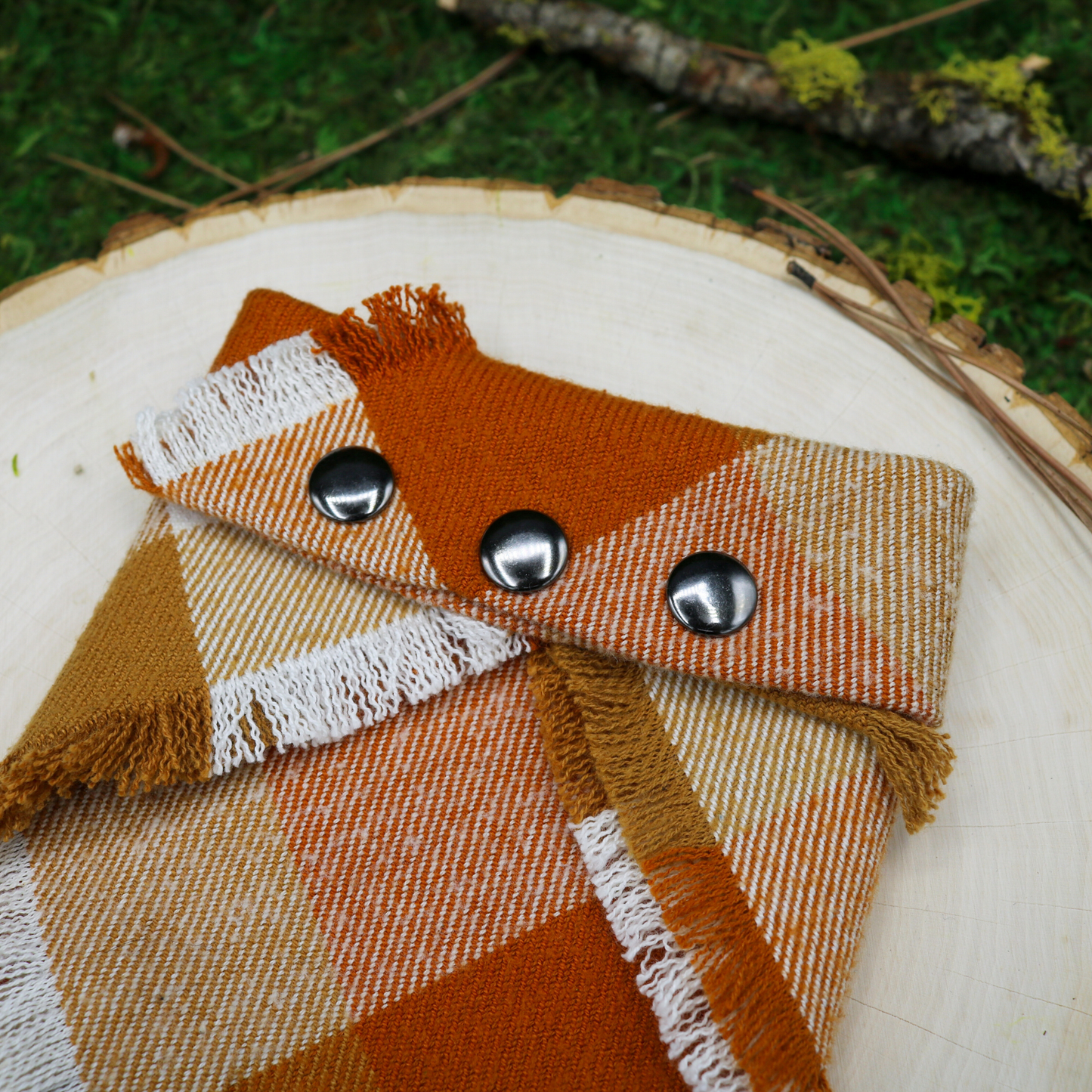 Orange and white snap on bandana | Handmade by The Luminous Pets