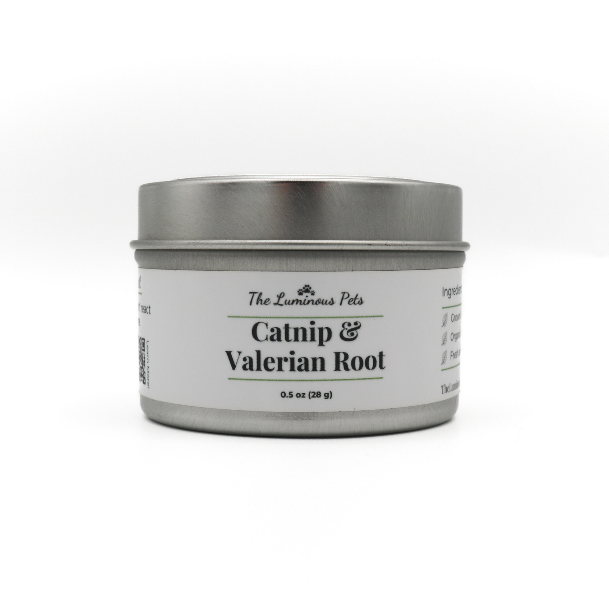 Organic catnip and valerian root in tin by The Luminous Pets
