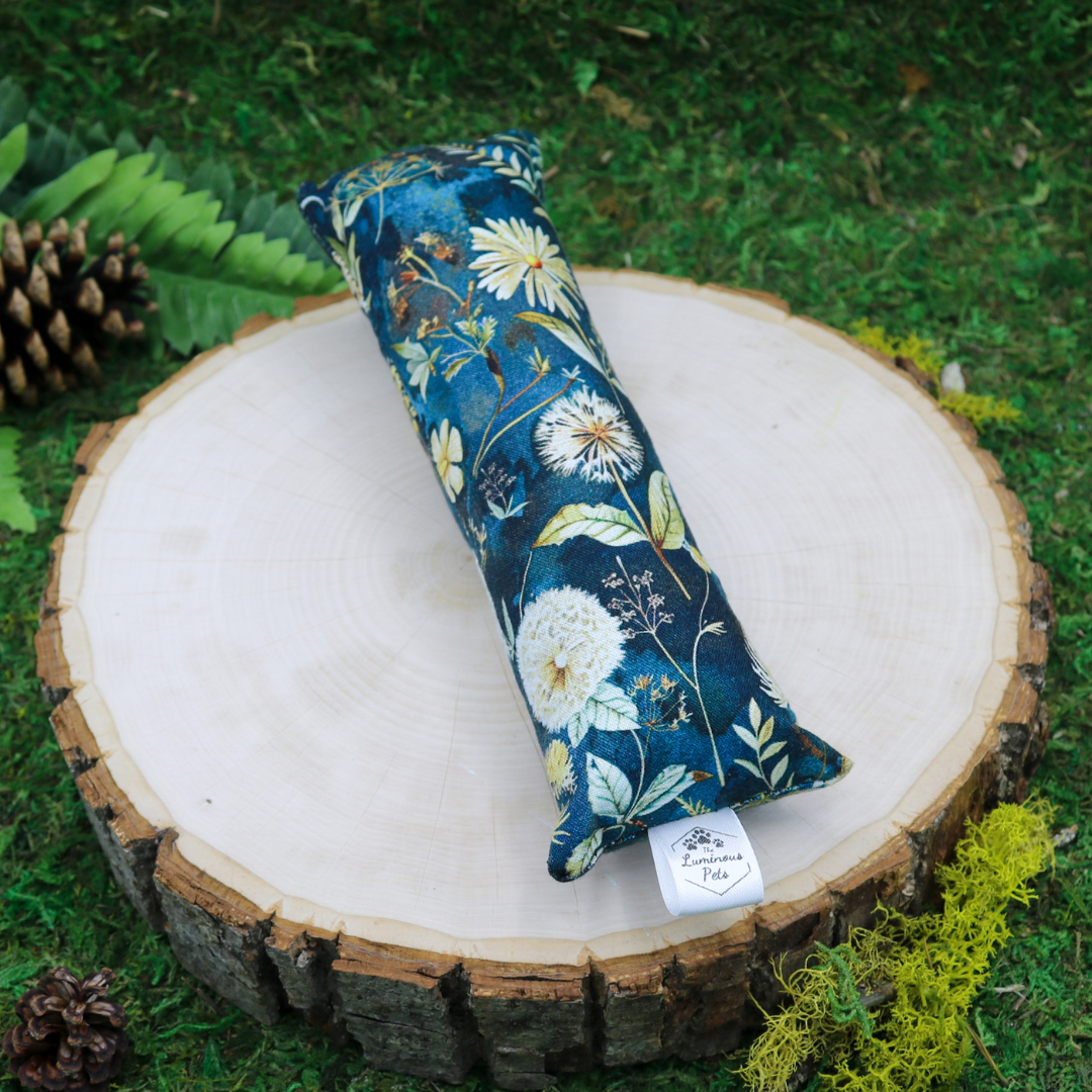 Organic catnip with valerian root cat toy kicker handmade by The Luminous Pets Midnight Wishes Dandelion