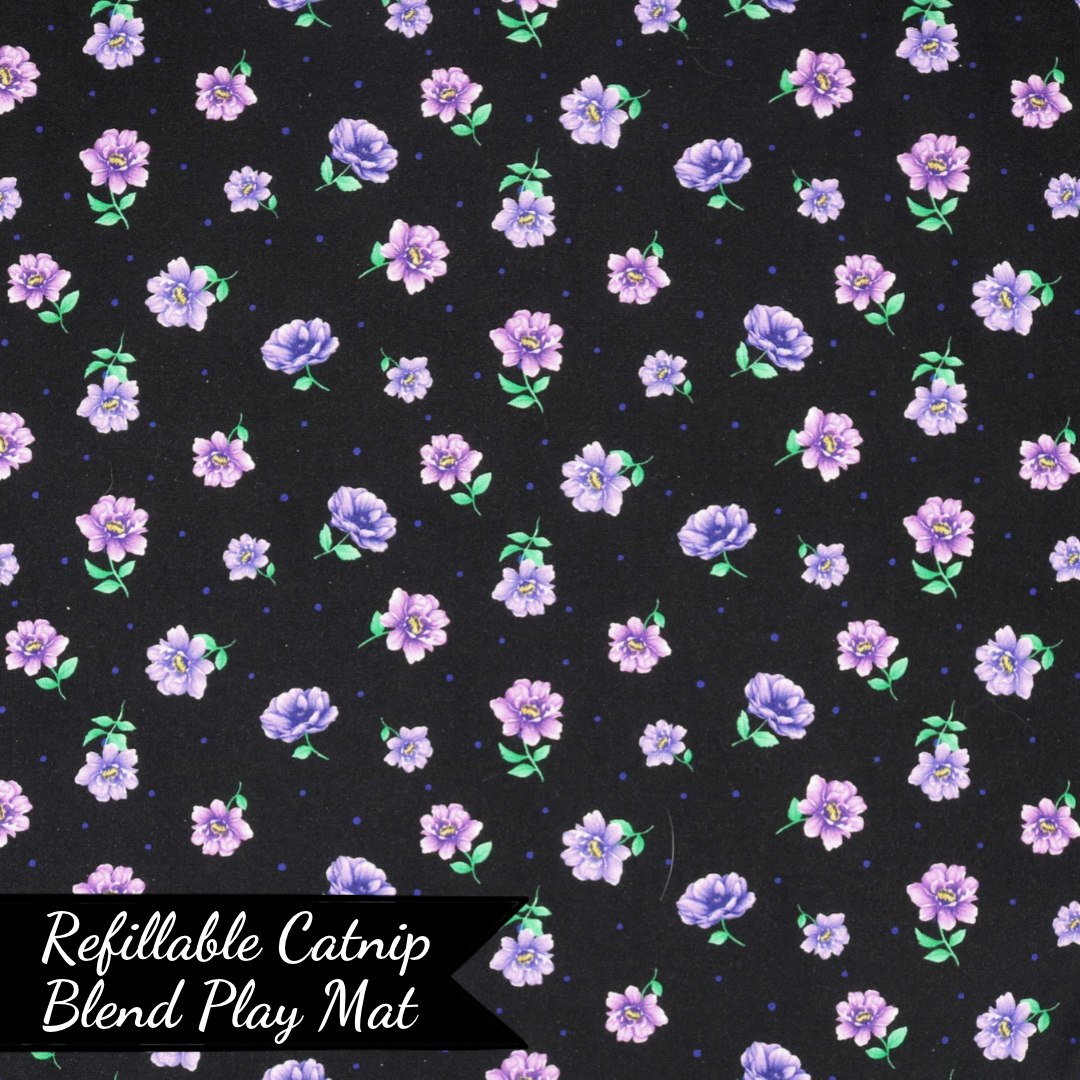 Refillable Catnip Play mat by The Luminous Pets _ Purple Dahlia Flowers