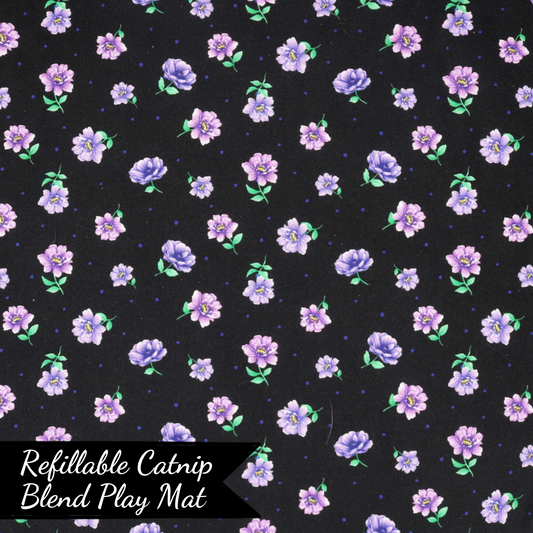 Refillable Catnip Play mat by The Luminous Pets _ Purple Dahlia Flowers