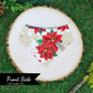 Reversible pet bandana with snap on by The Luminous Pets _ Winter Poinsettias with gold and metallic silver snowflakes