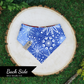Reversible pet bandana with snap on by The Luminous Pets _ Winter Poinsettias with gold and metallic silver snowflakes