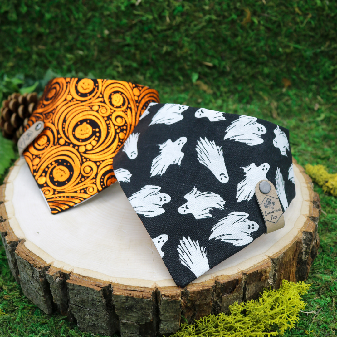 Ghosts & Pumpkins Reversible Pet Bandana