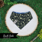 Reversible snap on bandana by The Luminous Pets | Winter Christmas ornaments and gold Christmas icons