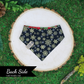 Reversible snap on pet bandanas by The Luminous Pets _ winter poinsettias and golden snowflakes