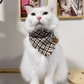 Rustic Autumn Checkered bandana on white fluffy cat | The Luminous Pets