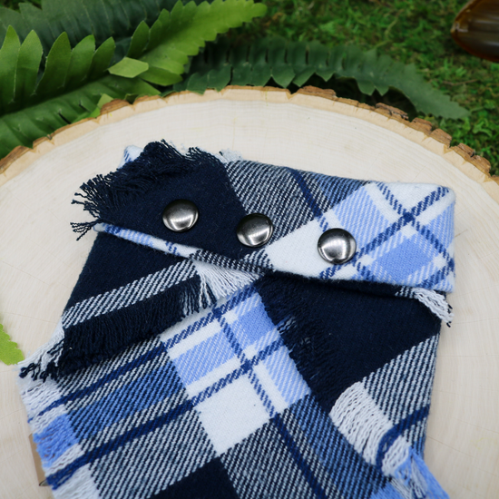 Blue and white snap on bandana | Handmade by The Luminous Pets