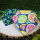 Snap on reveresible bandanas for cats and dogs by Luminous Pets - Summer citrus slices and lemon leaves