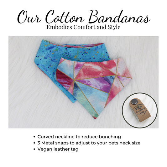 Pet Accessories by The Luminous Pets | Metal Snap on Bandanas with Curved Neckline