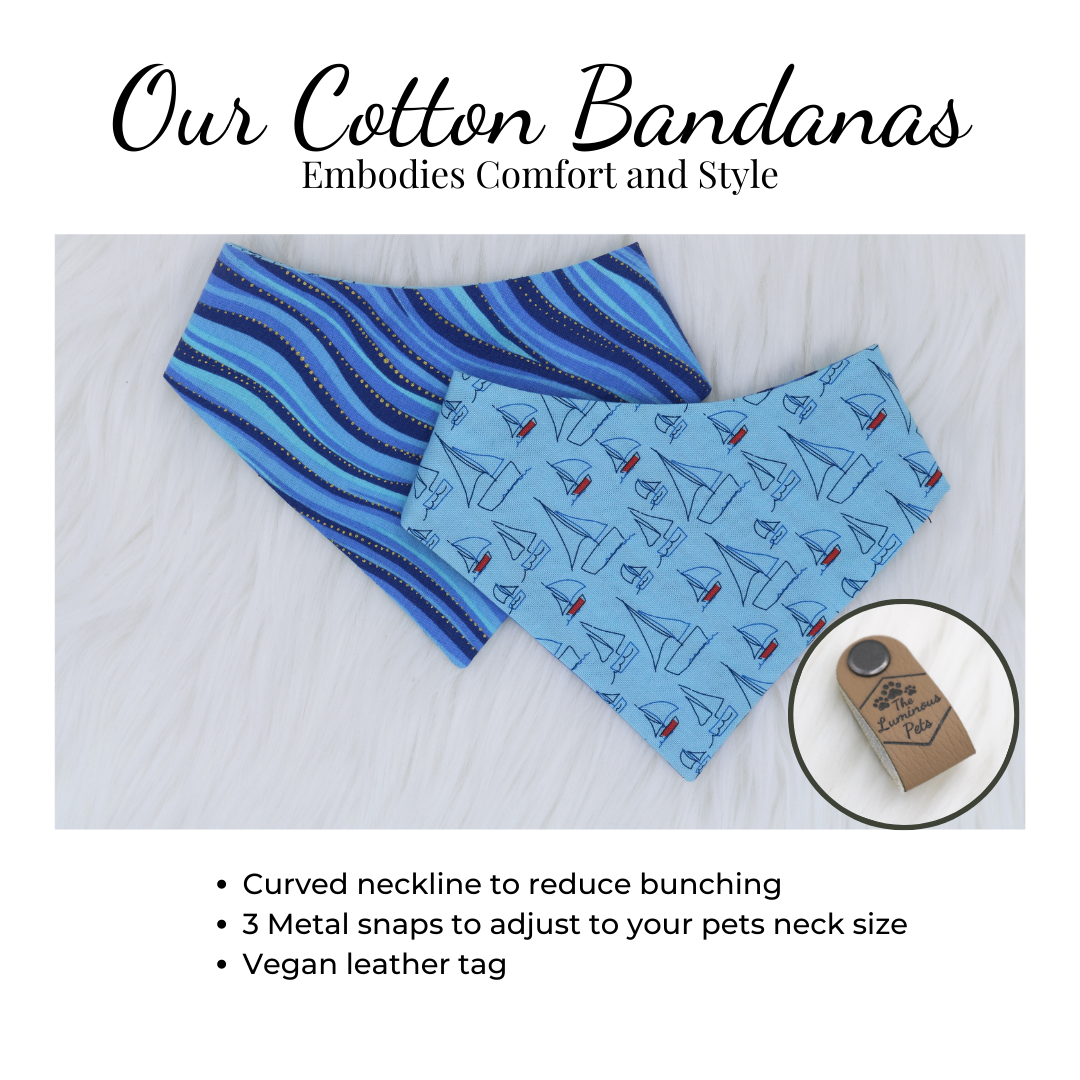 The Luminous Pets Snap on Bandana with Curved Neckline | Comfortable and Stylish Bandanas
